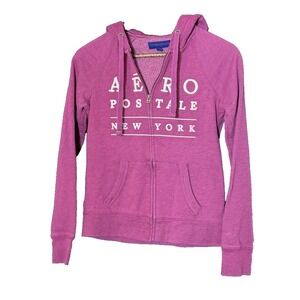 Aeropostale new york y2K spellout xs Magenta‎ Colored Hooded Full Zip Jacket